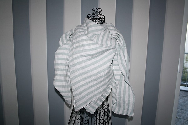 XXL Musselin Tuch Musselintuch Halstuch Schal Damen Streifen mint weiß W681