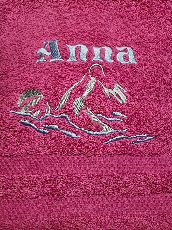 Handtuch Schwimmer pink mit Namen bestickt W393