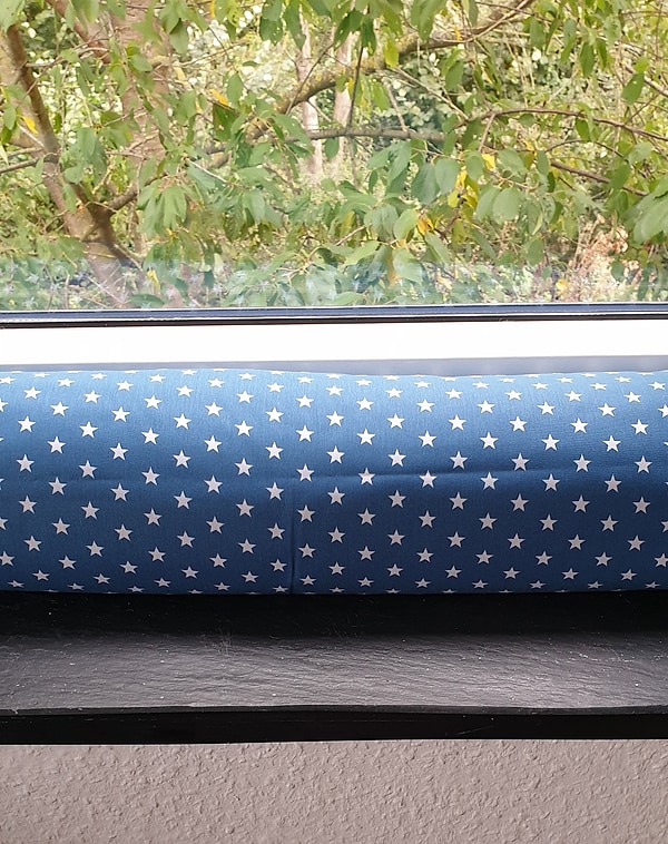 Zugluftkissen Zugluftstopper Zugluftschlange Sterne jeansblau W31