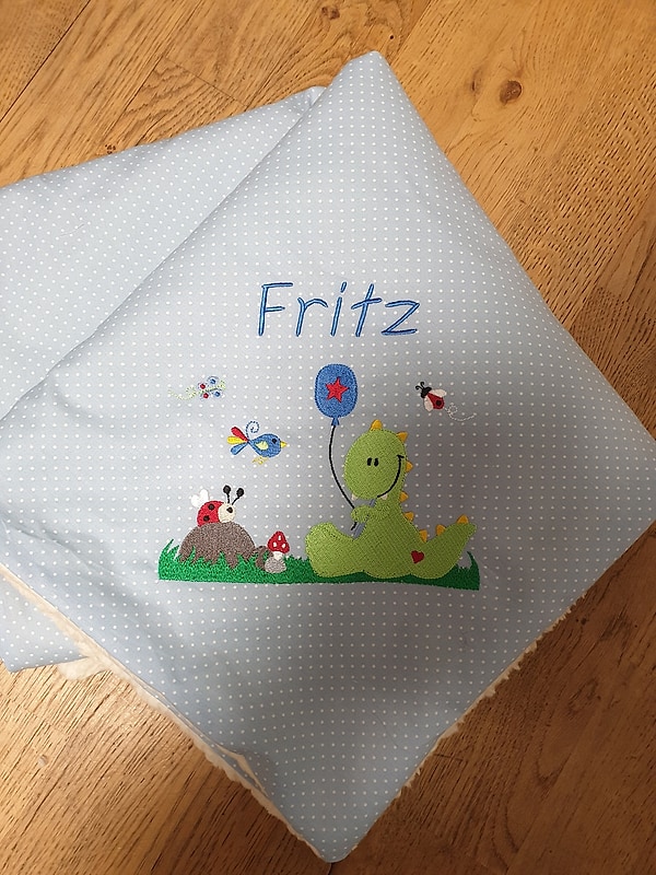 Babydecke Decke Kuscheldecke Dino & Wunschnamen W65