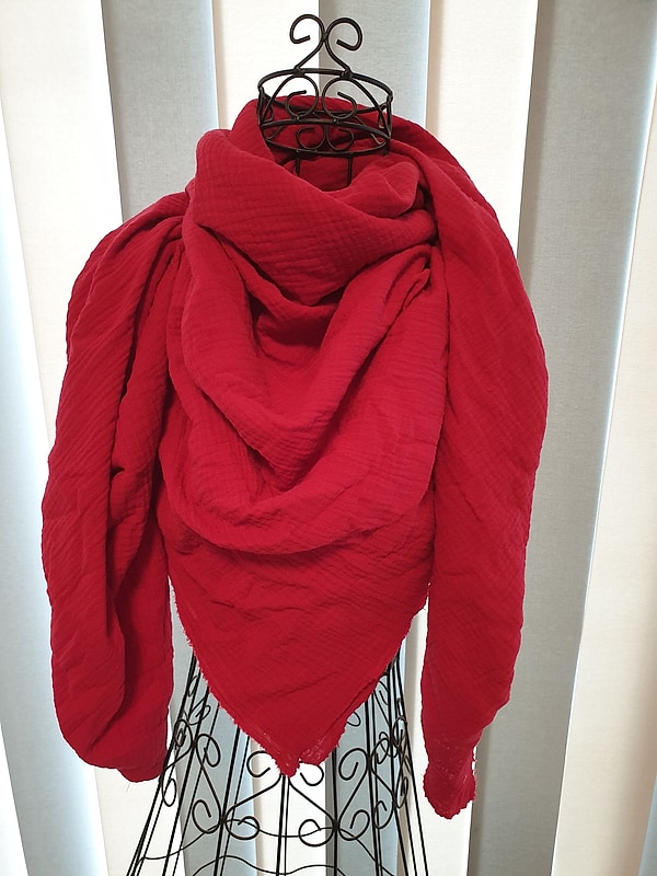 XXL Musselin Tuch Musselintuch Halstuch Schal Damen rot W1694
