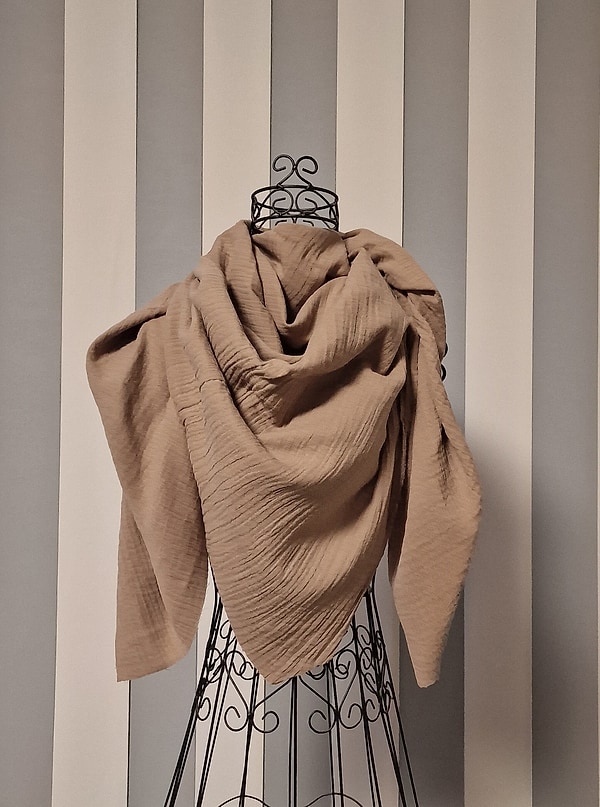 XXL Musselin Tuch Musselintuch Halstuch Schal Damen beige (dunkel) W713