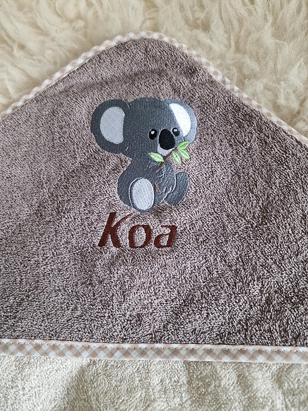 Babybadetuch Kapuzenhandtuch Koala beige & Wunschname W1710