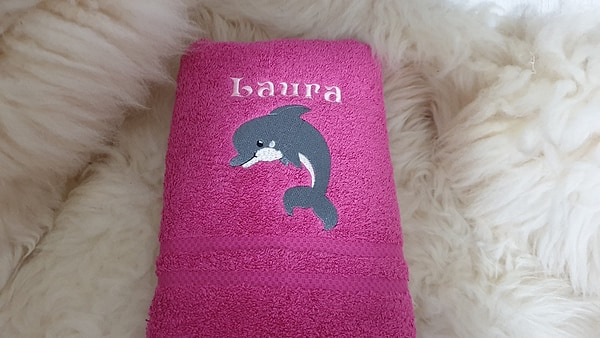 Handtuch Delfin Delphin mit Namen bestickt W473