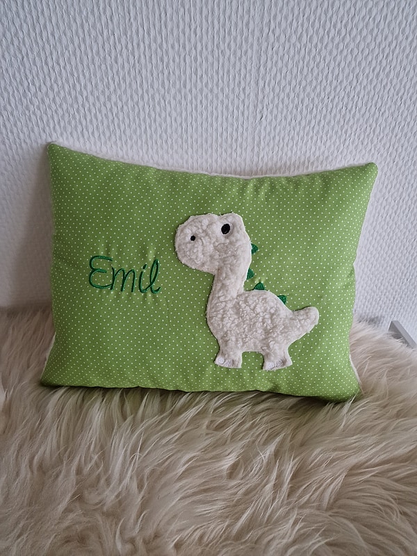 Kissen Taufkissen Dino Dinosaurier grüne Punkte & Wunschnamen W859