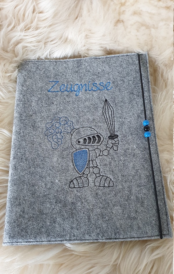 Zeugnismappe Ritter Wollfilz mit Namen W89