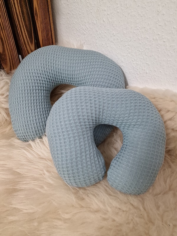 Nackenhörnchen Nackenstütze Reisekissen Waffel Waffelpique iceblue W1656
