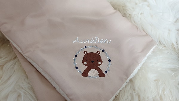 Babydecke Decke Kuscheldecke Bär Bärchen Teddy beige & Wunschnamen W75