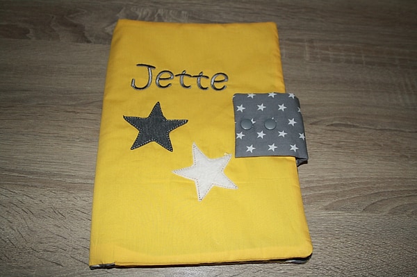 Wickeltasche Windeltasche 2 Sterne Wunschname gelb Sterne grau W170