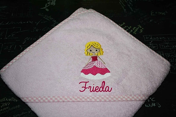 Babybadetuch Kapuzenhandtuch Prinzessin & Wunschname W562