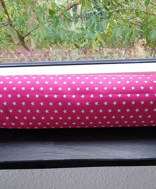 Zugluftkissen Zugluftstopper Zugluftschlange Zugluftdackel Sterne pink W19