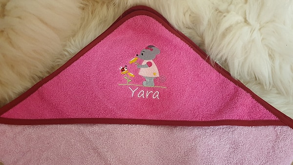 Babybadetuch Kapuzenhandtuch Maus Mäuschen & Wunschname W338