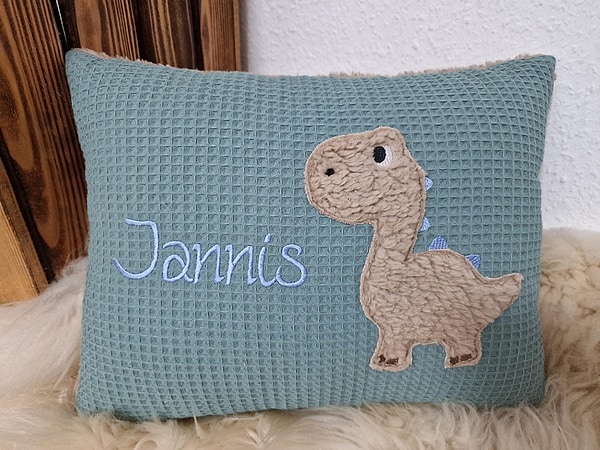 Kissen Taufkissen Dino Dinosaurier Waffel dustymint & Wunschnamen W1552