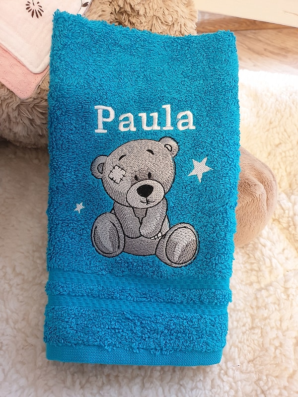 Handtuch Bär Teddy Sterne mit Namen bestickt W356