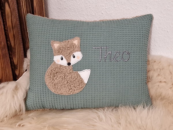 Kissen Taufkissen Fuchs Waffel dustymint & Wunschnamen W1699