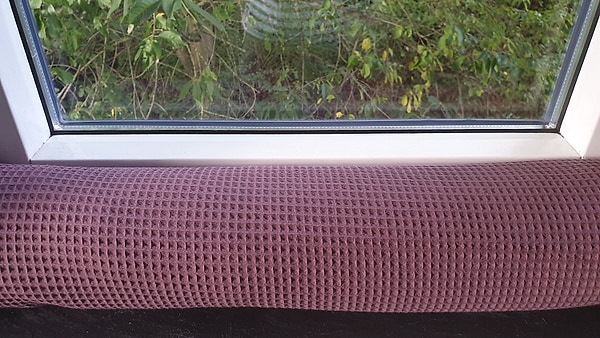 Zugluftkissen Zugluftstopper Zugluftschlange Zugluftdackel Waffelpique mauve W3