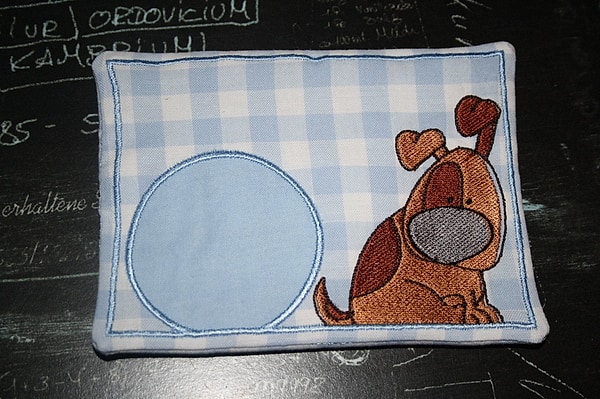 Tassenuntersetzer Mug Rug Hund Karo blau W680