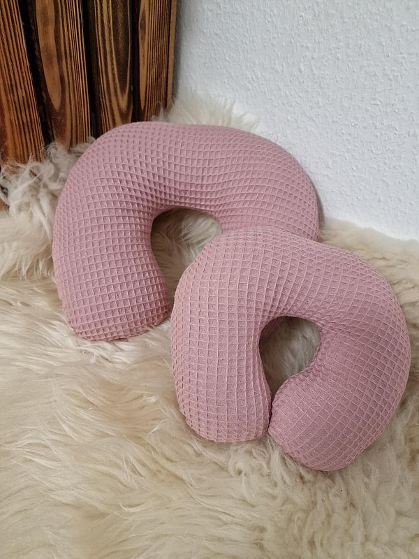 Nackenhörnchen Nackenstütze Reisekissen Waffel Waffelpique altrosa W160