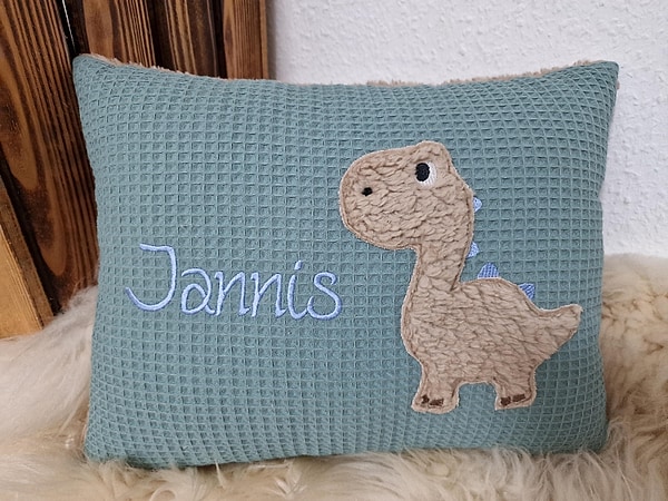 Kissen Taufkissen Dino Dinosaurier Waffel dustymint & Wunschnamen W1552