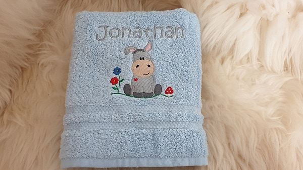 Handtuch Esel mit Namen bestickt W332