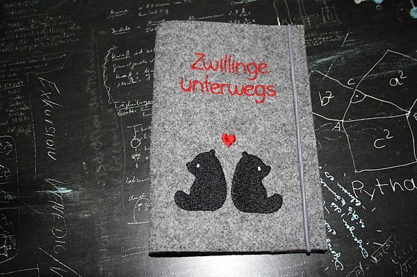 Mutterpasshülle Wollfilz Zwillinge Bären W637