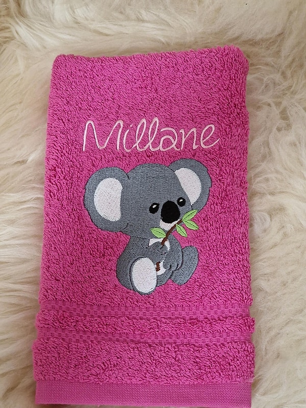 Handtuch Koala Ast pink mit Namen bestickt W1764