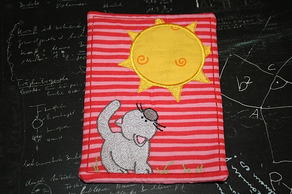 Tassenuntersetzer Mug Rug Katze rot rosa Streifen W695