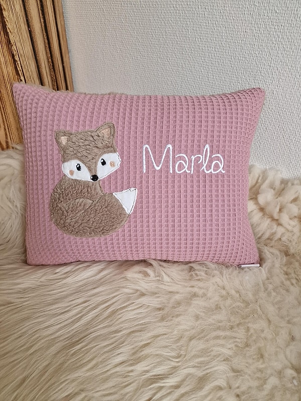 Kissen Fuchs Waffel altrosa & Wunschnamen W1776