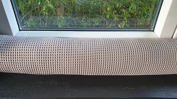 Zugluftkissen Zugluftstopper Zugluftschlange Zugluftdackel Waffelpique hellbeige W25