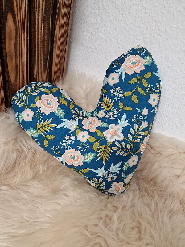 Herzkissen Mastektomie Kissen Brustherzkissen Lagerungskissen Blumen petrol W1727