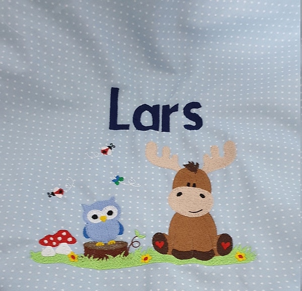 Babydecke Decke Kuscheldecke Elch, Eule & Wunschnamen W56