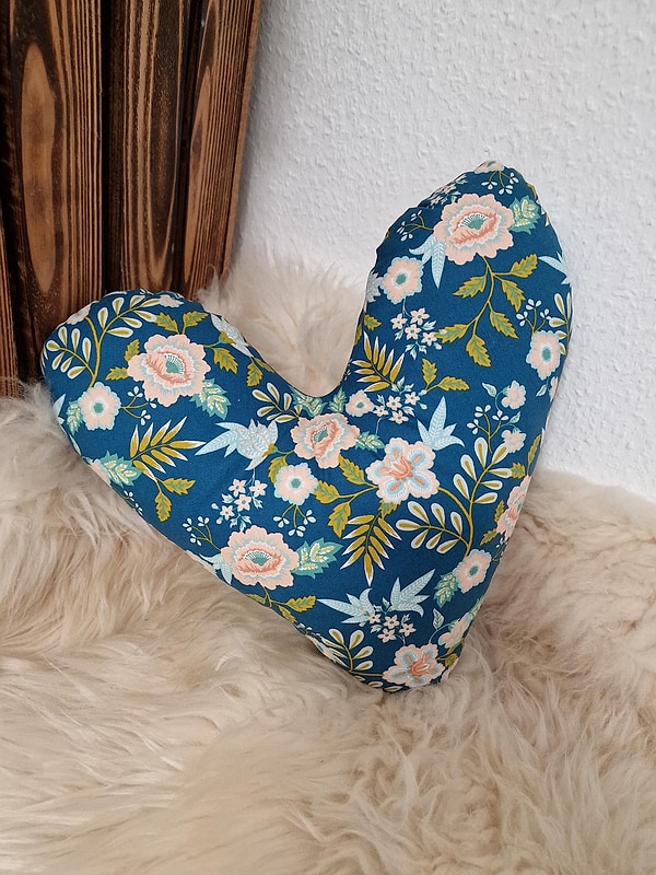 Herzkissen Mastektomie Kissen Brustherzkissen Lagerungskissen Blumen petrol W1727