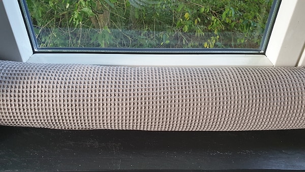 Zugluftkissen Zugluftstopper Zugluftschlange Zugluftdackel Waffelpique hellbeige W25