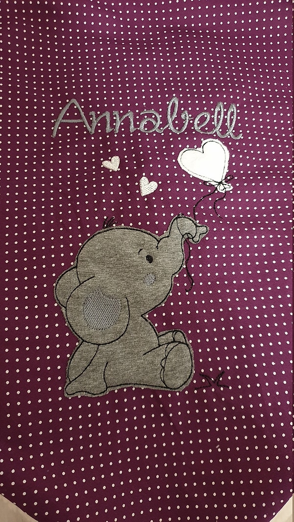 Babydecke Decke Kuscheldecke Elefant Herz lila Punkte & Wunschnamen W42