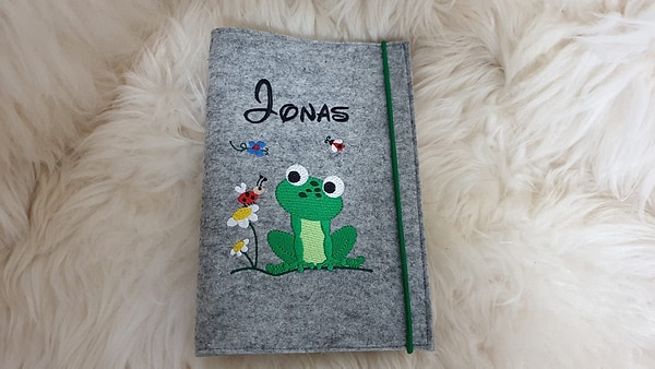 U-Heft Hülle Frosch mit Namen W628