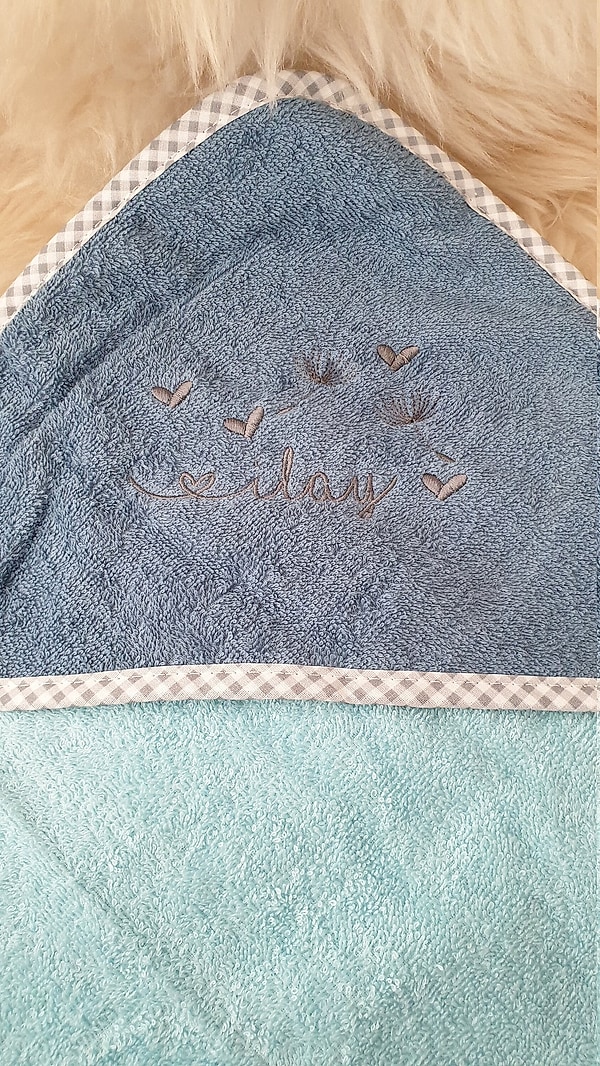 Babybadetuch Kapuzenhandtuch Pusteblumen Herzen petrol & Wunschname W582