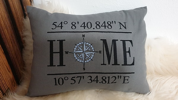 Kissen Home Lieblingsplatz Kompass Koordinaten Wunschkoordinaten W938