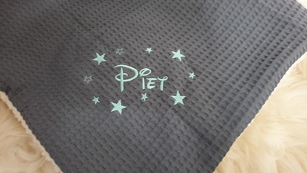 Babydecke Decke Kuscheldecke Waffelpique Sterne mint & Wunschnamen W70