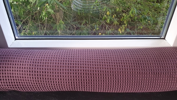 Zugluftkissen Zugluftstopper Zugluftschlange Zugluftdackel Waffelpique mauve W3
