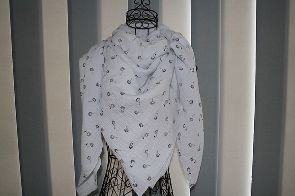 XXL Musselin Tuch Musselintuch Halstuch Schal Damen Pusteblume weiß W675