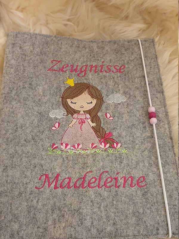 Zeugnismappe Prinzessin Wollfilz mit Namen W1483