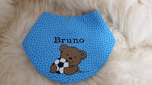 Halstuch Lätzchen Bär Teddy Fußball mit Namen W323