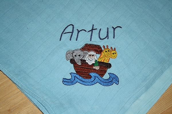 Mullwindel Spucktuch Arche Noah Giraffe Elefant mit Namen W255