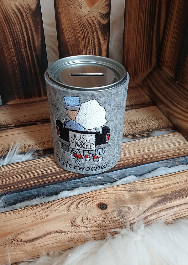 Spardose Brautpaar Hochzeit Flitterwochen Wollfilz W143