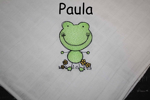 Mullwindel Spucktuch Frosch mit Namen W217