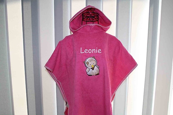 Badeponcho Poncho Eule mit Wunschnamen W624