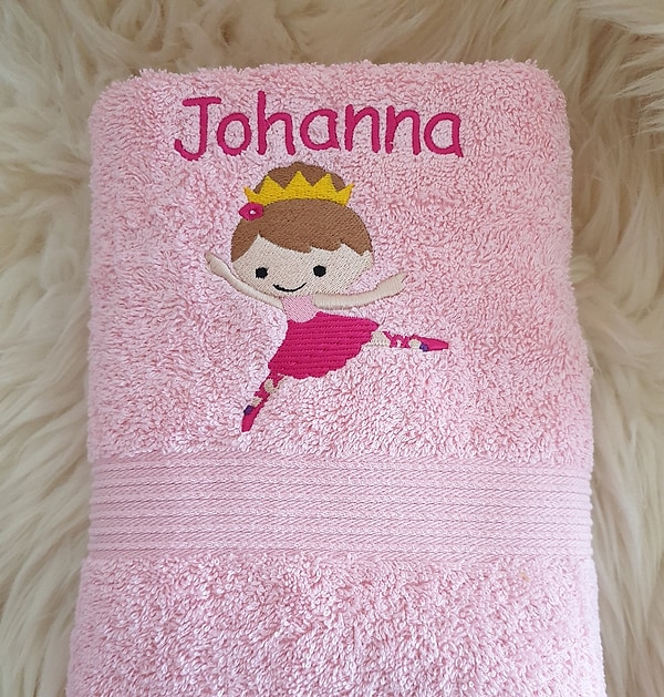Handtuch Ballerina rosa mit Namen bestickt W441
