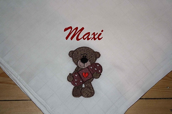 Mullwindel Spucktuch Bär Teddy Pflaster Tröster Trösterli mit Namen W290