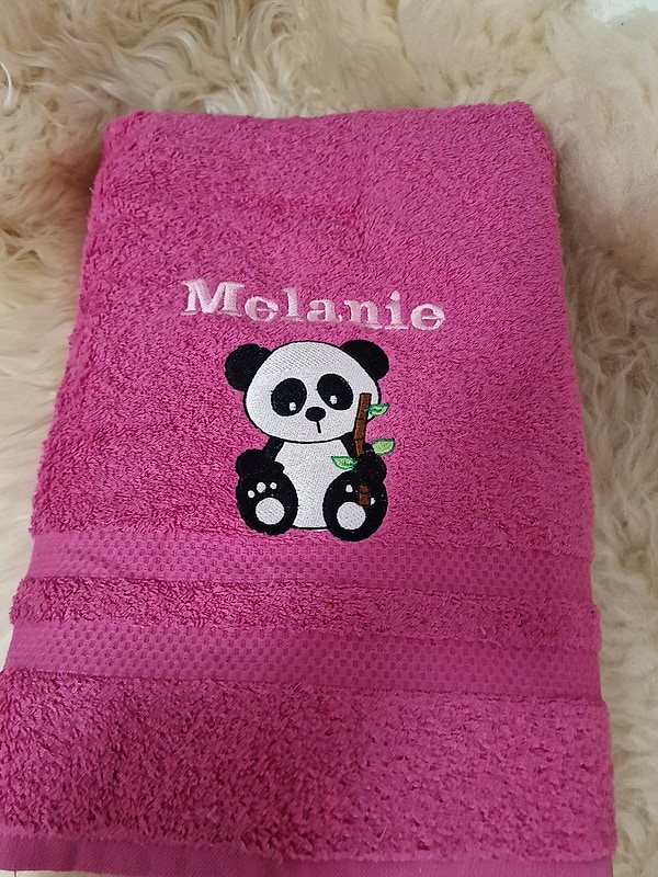 Handtuch Panda mit Namen bestickt #2 W345