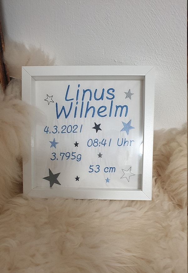 Geburtsbild Bilderrahmen mit Geburtsdaten Sterne mit Namen W711